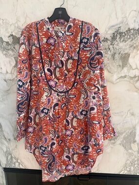 Women’s Paisley Button-Front Tunic in Rust and Pink by Millie